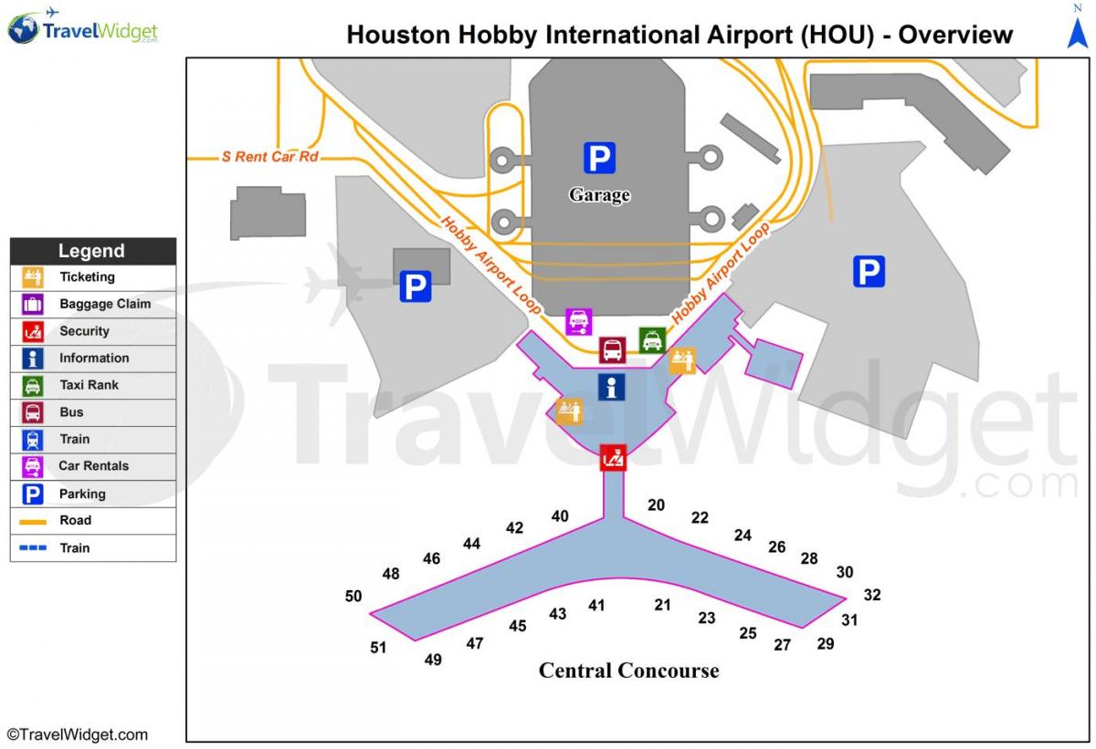 kartta Houston lentokenttä