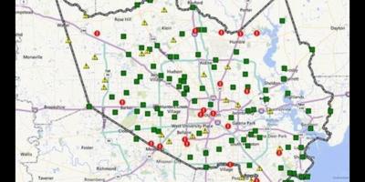 Kartta tulva-alueilla kohteessa Houston