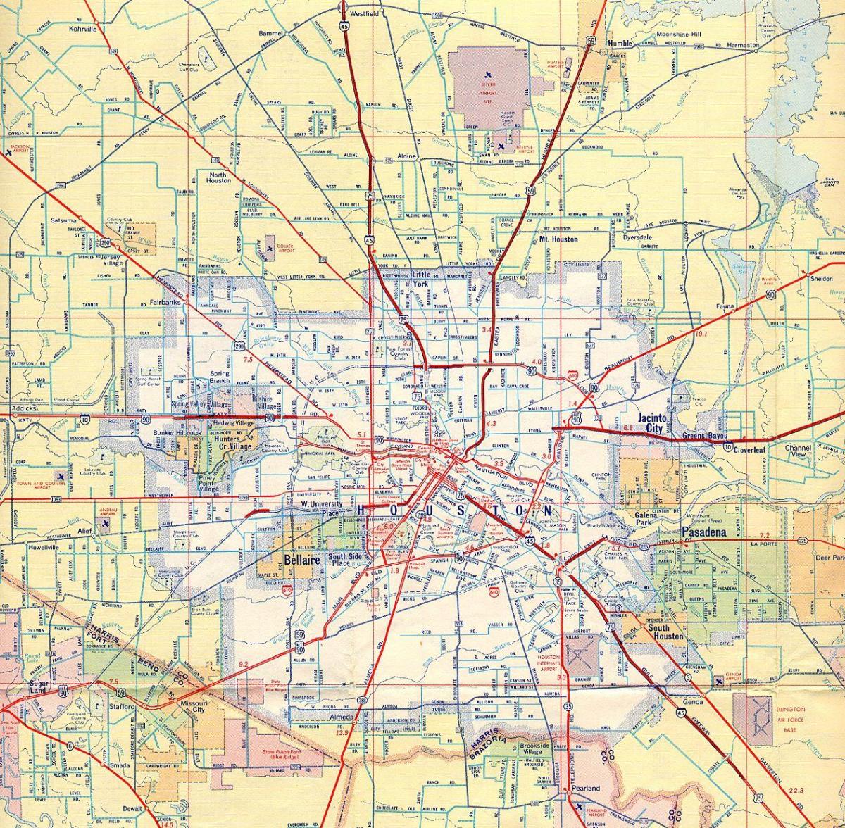 kartta Houston moottoriteitä