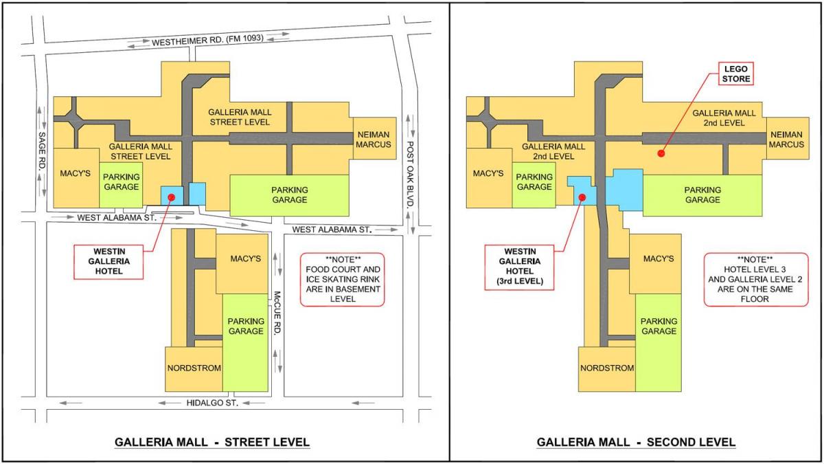 Houston Galleria mall kartta