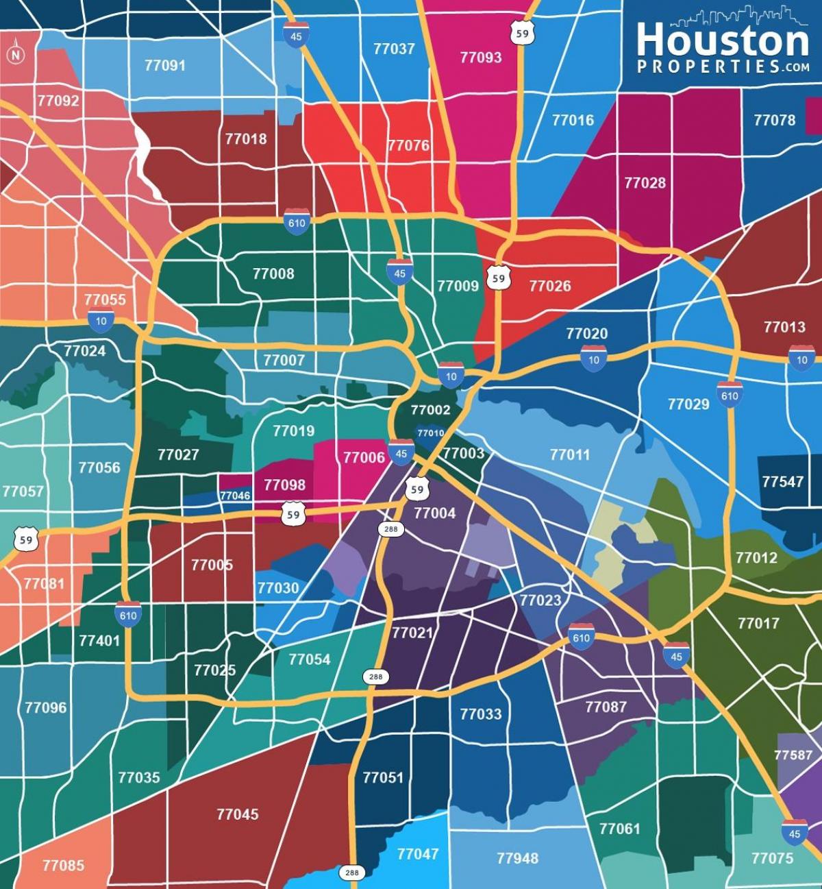 kartta Houston lähiöissä