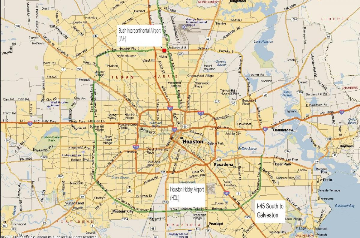 kartta Houston metro alueella