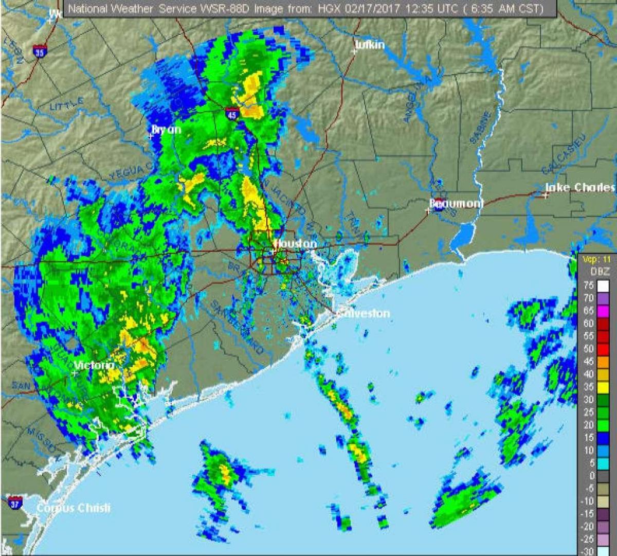 Houston sademäärä kartta - Sade kartta Houston (Texas - USA)