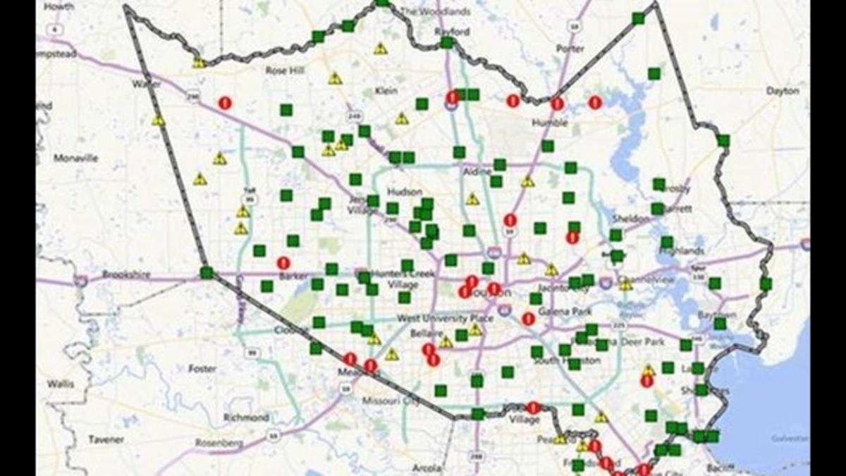 kartta tulva-alueilla kohteessa Houston