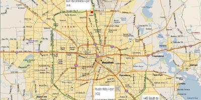 Kartta Houston metro alueella
