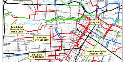 Pyörä polkuja Houston kartta